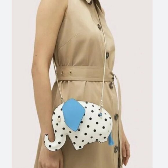 RARE Kate Spade Cabana Dot Blue Dotted Elephant Bag BRAND NEW - Picture 1 of 6